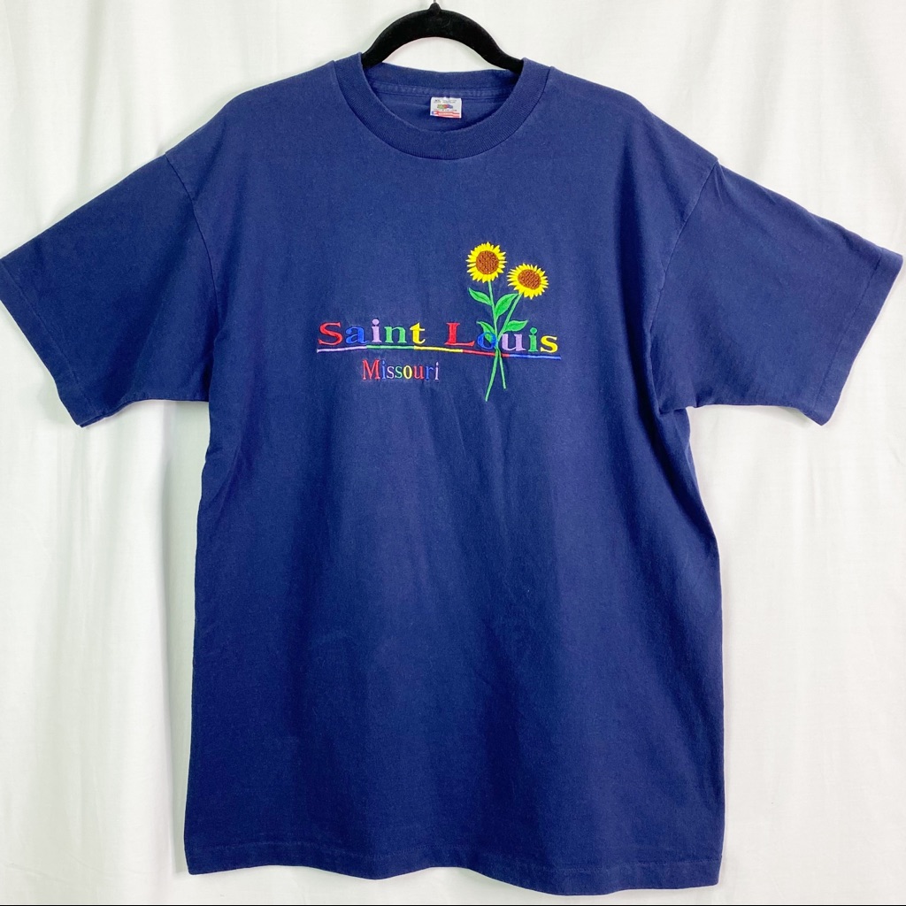 Sunflower St. Louis Single Stitch Vintage Rainbow Embroidered T-Shirt Xl